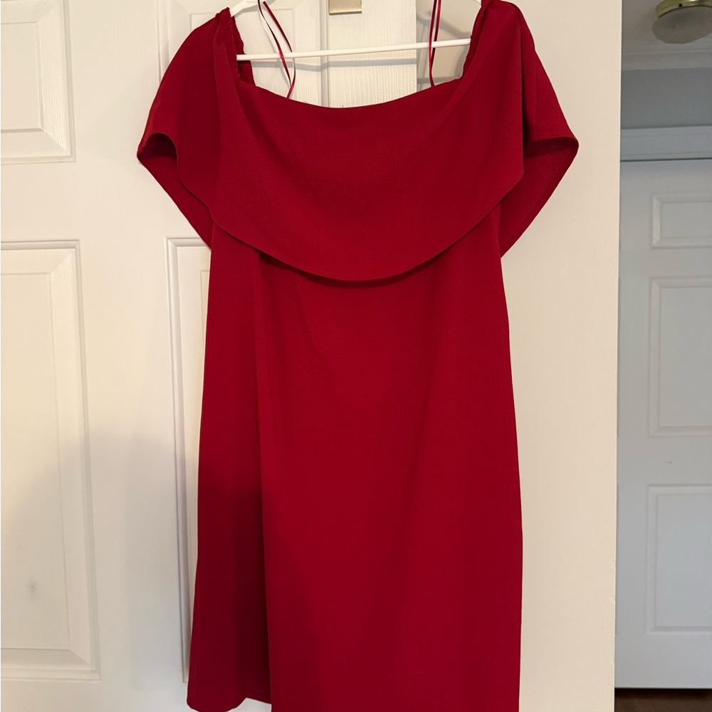 Charles Henry Red Off-Shoulder Mini Dress